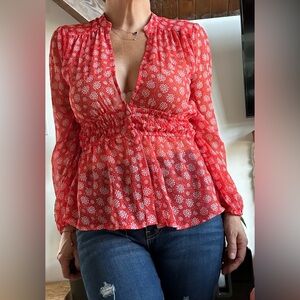 Veronica m Red chiffon Women's Top size XS